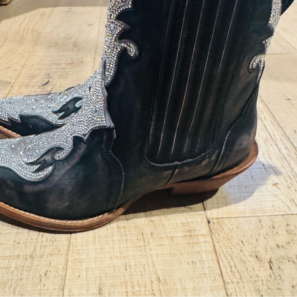 Dan Post Black Western Heeled Boots with Crystal Embellishments - Picture 3 of 8